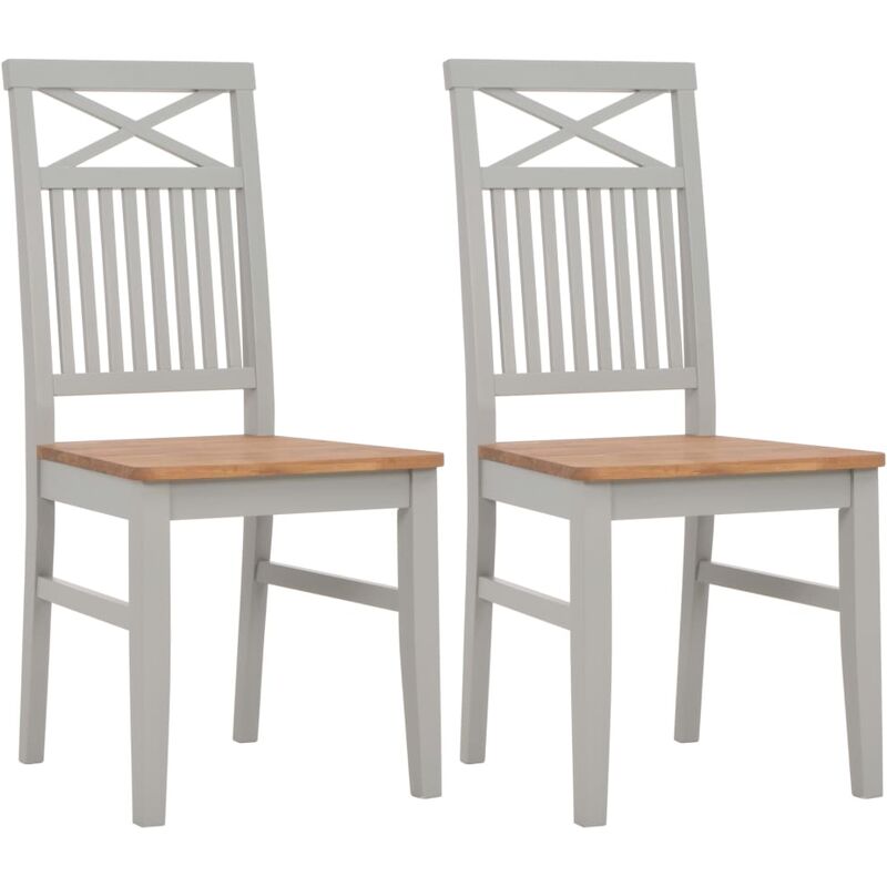 

vidaXL Sillas de Comedor Madera Maciza de Roble 2 Unidades Gris - Gris