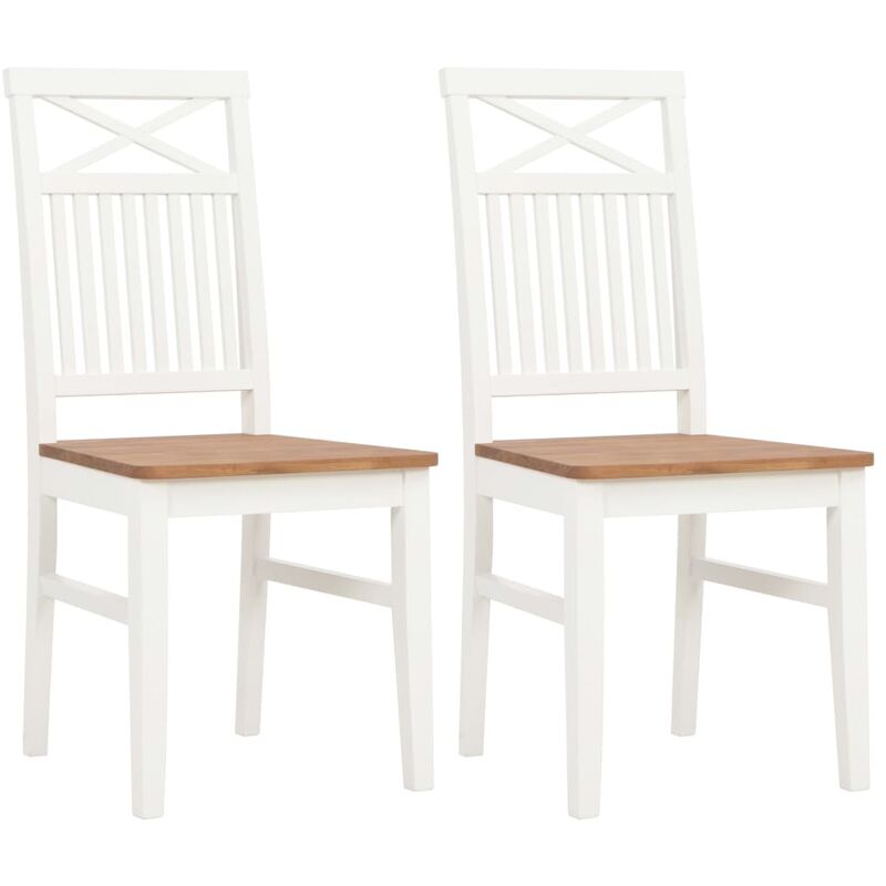 

vidaXL Sillas de Comedor Madera Maciza de Roble 2 Unidades Blanco - Blanco