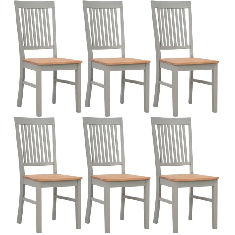 

Sillas de Comedor Madera Maciza de Roble 6 Unidades Gris - Gris - Vidaxl