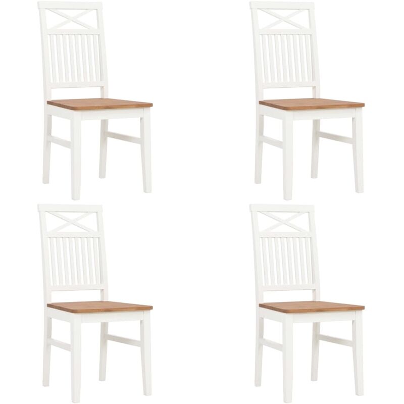 

Sillas de Comedor Madera Maciza de Roble 4 Unidades Blanco - Blanco - Vidaxl