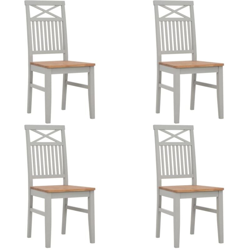 

Sillas de Comedor Madera Maciza de Roble 4 Unidades Gris - Gris - Vidaxl