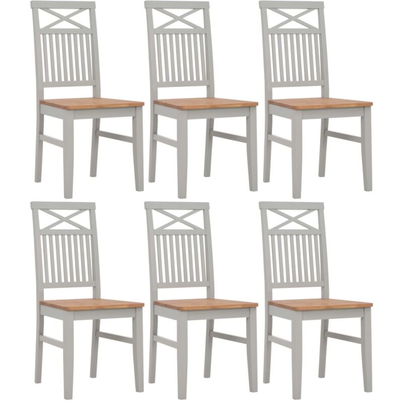 

Sillas de Comedor Madera Maciza de Roble 6 Unidades Gris - Gris - Vidaxl