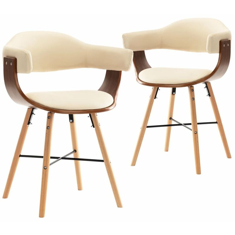 

Sillas de comedor 2 uds cuero sintetico y madera curvada crema