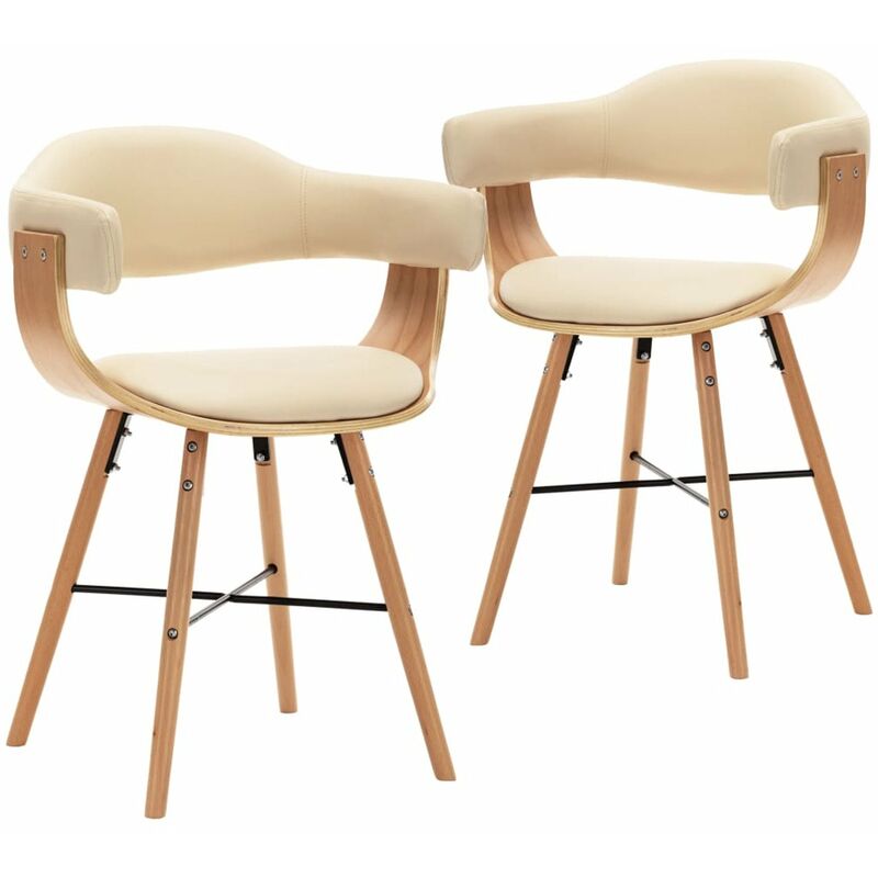 

Sillas de comedor 2 uds cuero sintetico y madera curvada crema