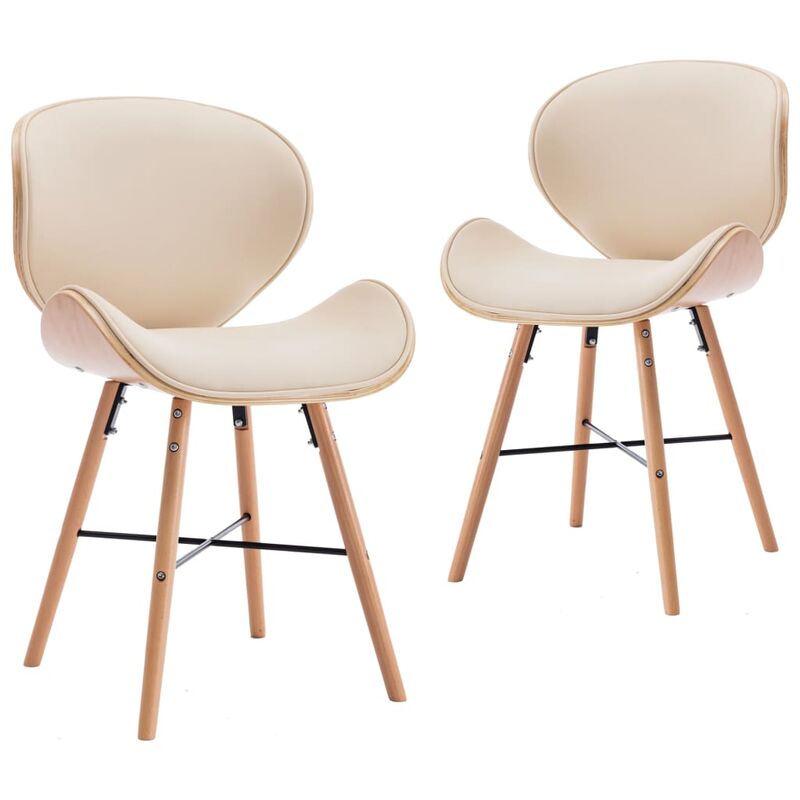 

Sillas de comedor 2 uds cuero sintético y madera curvada crema