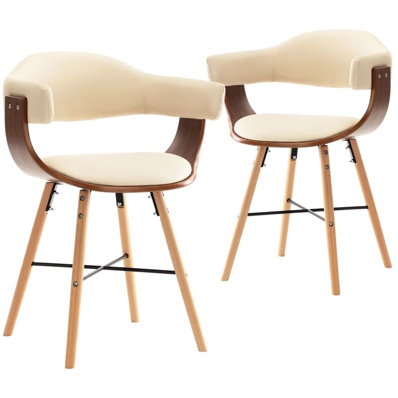 

Sillas de comedor 2 uds cuero sintético y madera curvada crema