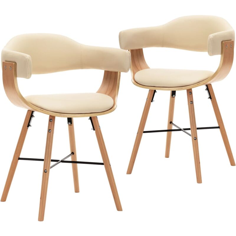 

Sillas de comedor 2 uds cuero sintético y madera curvada crema