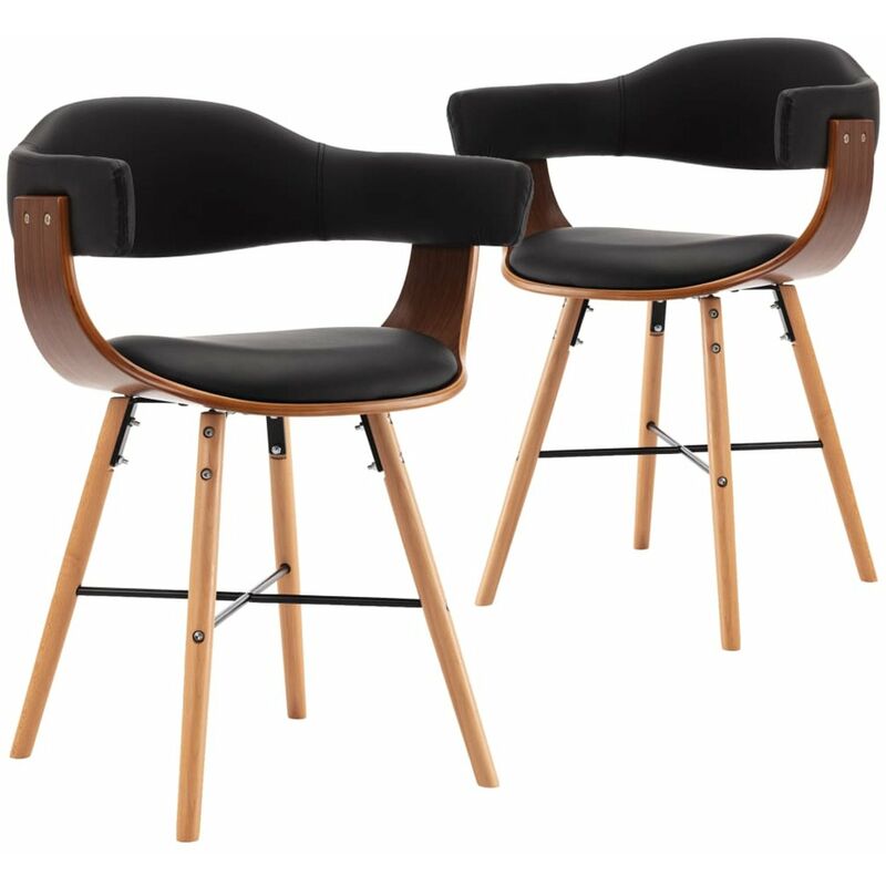 

Happyshopping - Sillas de comedor 2 uds cuero sintetico y madera curvada negro