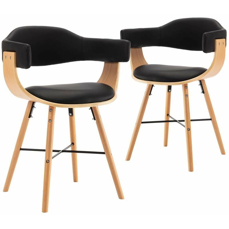 

Sillas de comedor 2 uds cuero sintetico y madera curvada negro