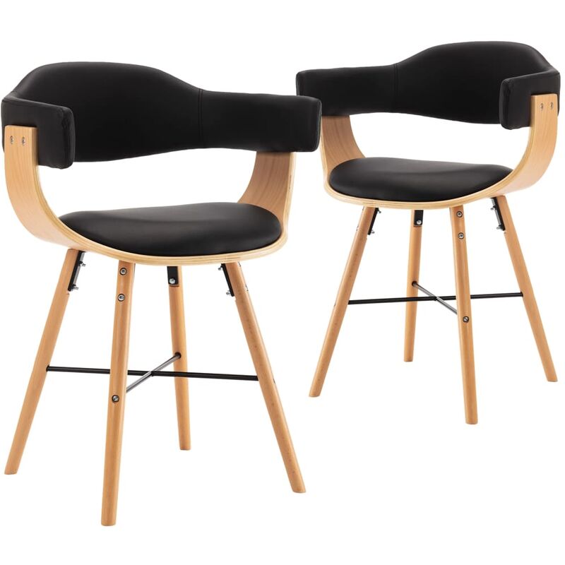 

Sillas de comedor 2 uds cuero sintético y madera curvada negro