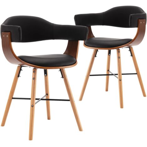 Sillas de comedor 2 uds cuero sintético y madera curvada negro vidaXL
