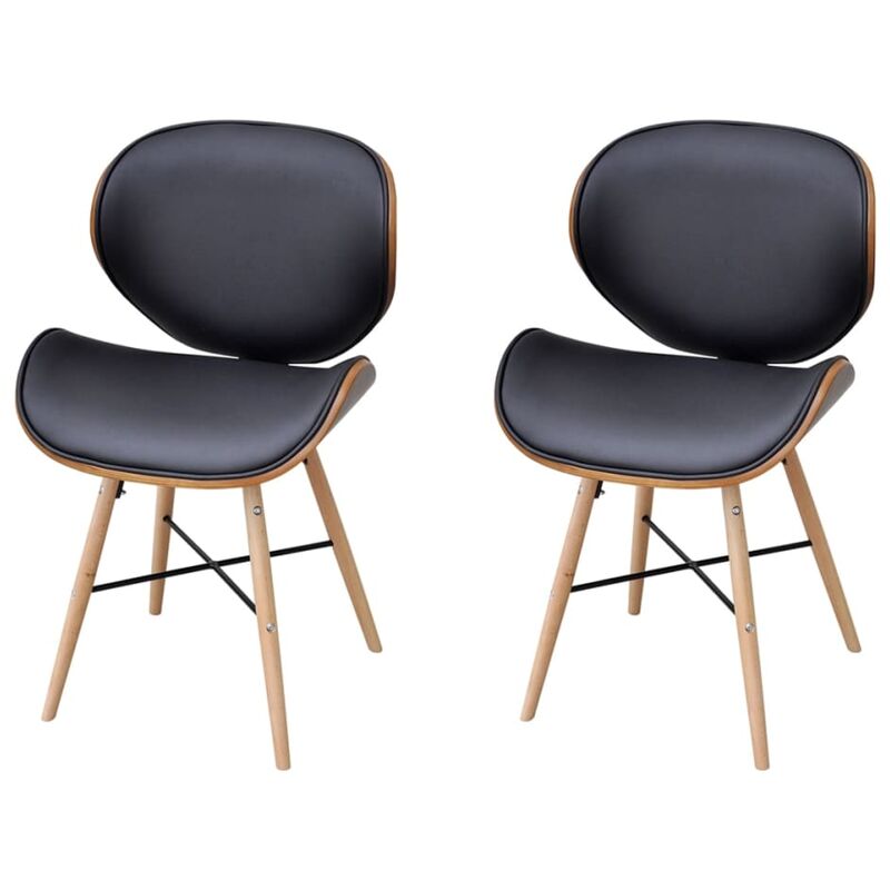 

Sillas de comedor 2 uds cuero sintético y madera curvada - Negro