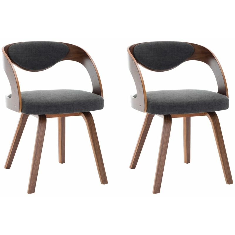 

vidaXL Madera Curvada Sillas de Comedor Tela 2 Unidades Gris Oscuro - Gris