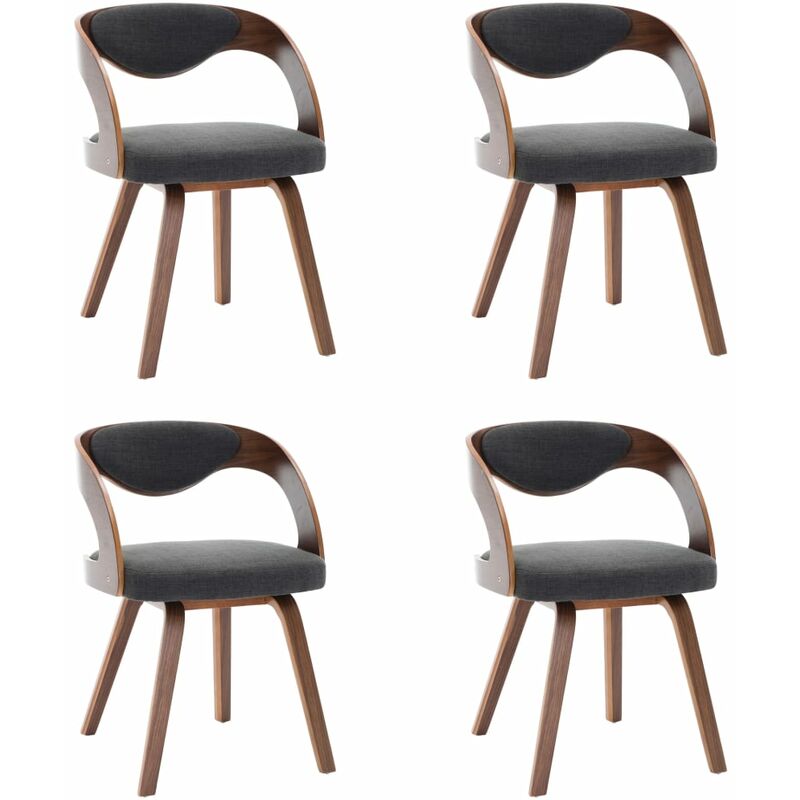 

Madera Curvada Sillas de Comedor Tela 4 Unidades Gris Oscuro - Gris - Vidaxl