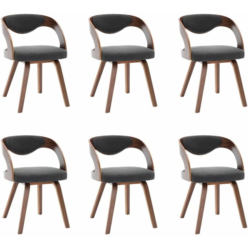 

Madera Curvada Sillas de Comedor Tela 6 Unidades Gris Oscuro - Gris - Vidaxl