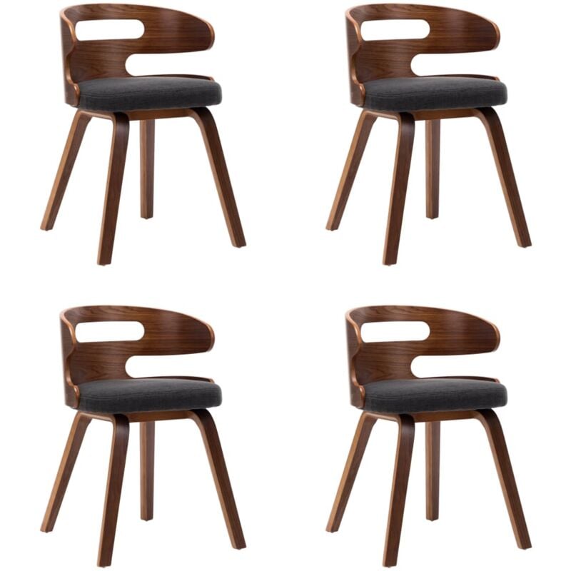 

vidaXL Madera Curvada Sillas de Comedor 4 Unidades Tela Gris Oscuro - Gris