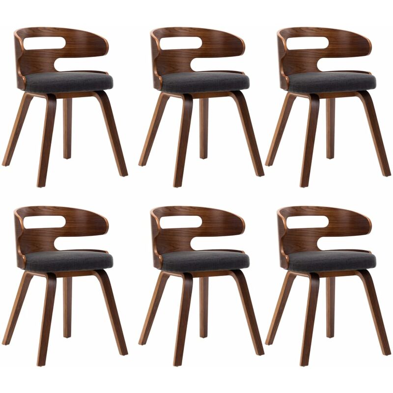 

vidaXL Madera Curvada Sillas de Comedor 6 Unidades Tela Gris Oscuro - Gris