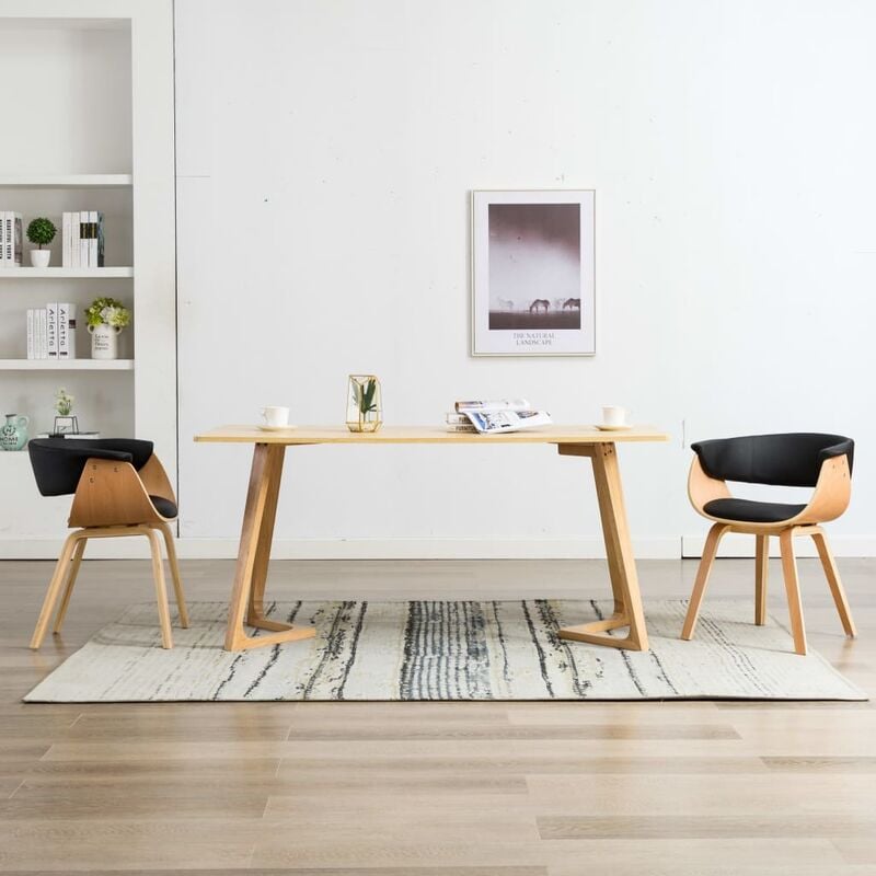 

Sillas de comedor 2 uds madera curvada cuero sintético negro - Negro