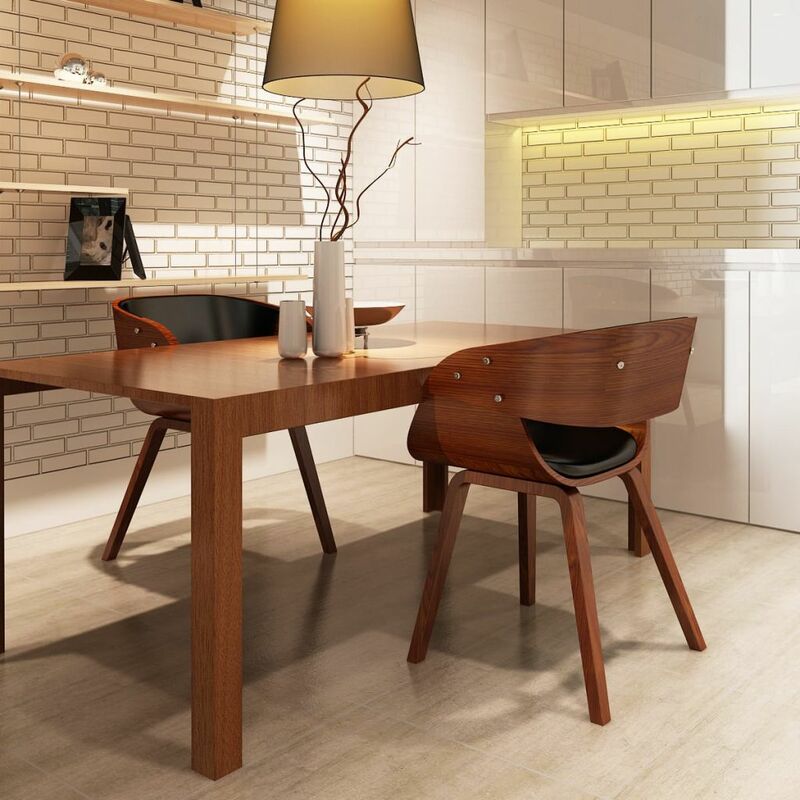 

Sillas de comedor 2 uds madera curvada piel sintética marrón