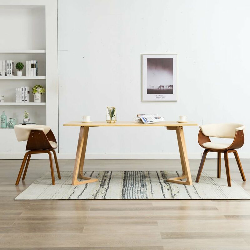 

Sillas de comedor 2 uds madera curvada y cuero sintetico crema