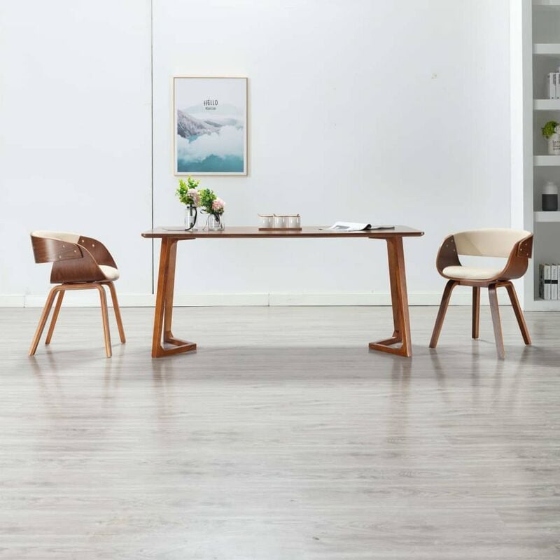 

Happyshopping - Sillas de comedor 2 uds madera curvada y cuero sintetico crema