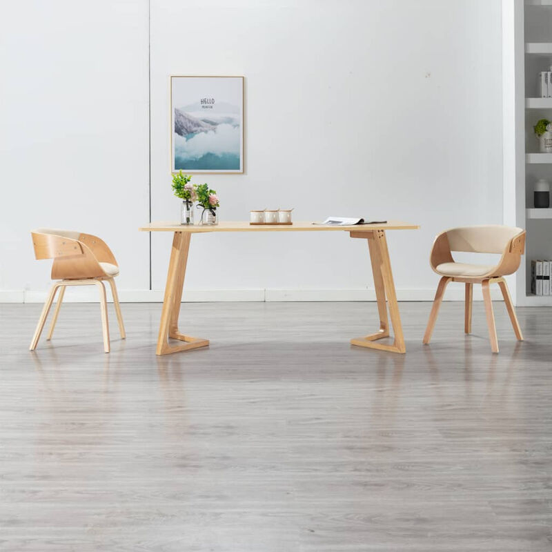 

Sillas de comedor 2 uds madera curvada y cuero sintetico crema