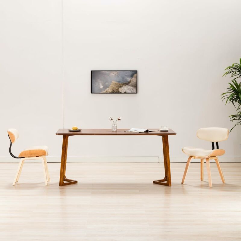 

Sillas de comedor 2 uds madera curvada y cuero sintético crema