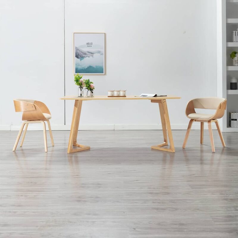 

Sillas de comedor 2 uds madera curvada y cuero sintético crema