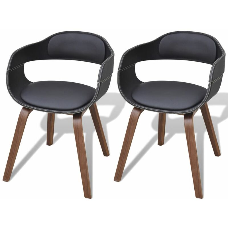 

Happyshopping - Sillas de comedor 2 uds madera curvada y cuero sintetico negro