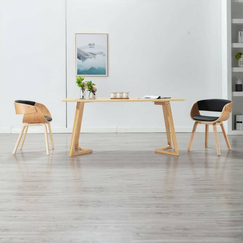 

Happyshopping - Sillas de comedor 2 uds madera curvada y cuero sintetico negro