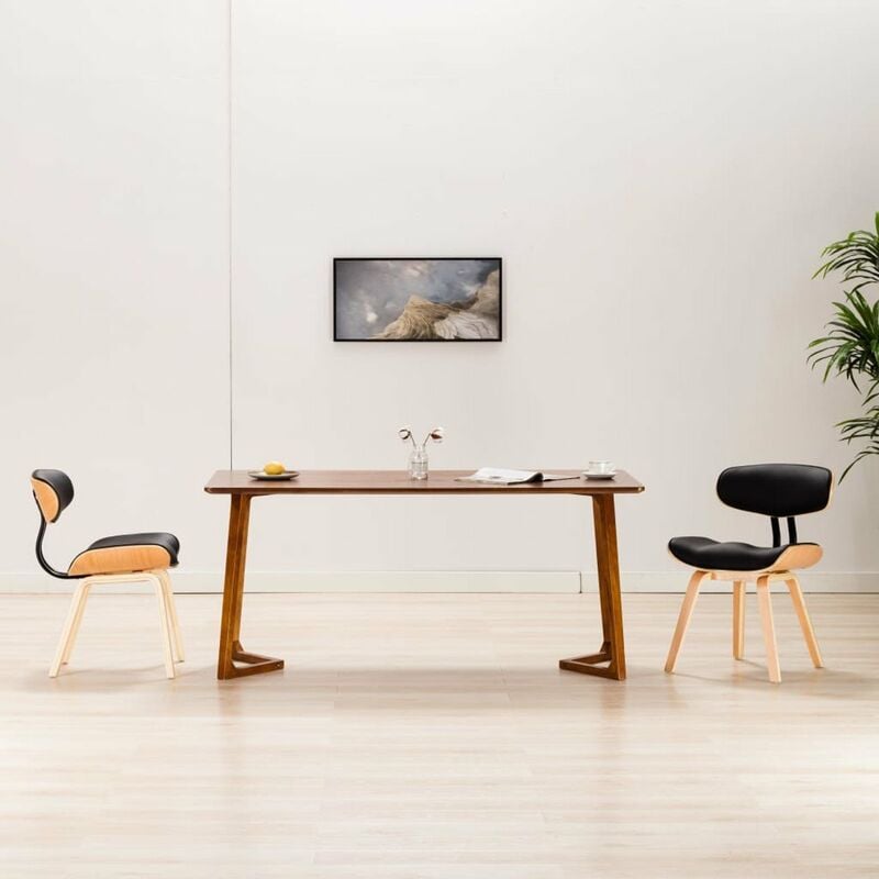

Happyshopping - Sillas de comedor 2 uds madera curvada y cuero sintetico negro