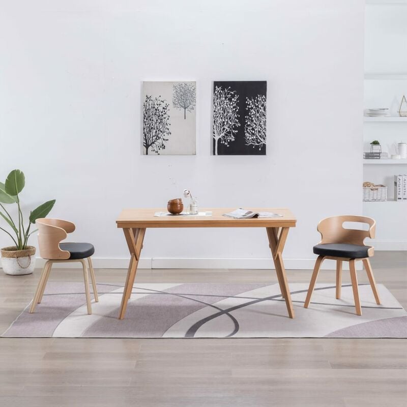 

Sillas de comedor 2 uds madera curvada y cuero sintético negro
