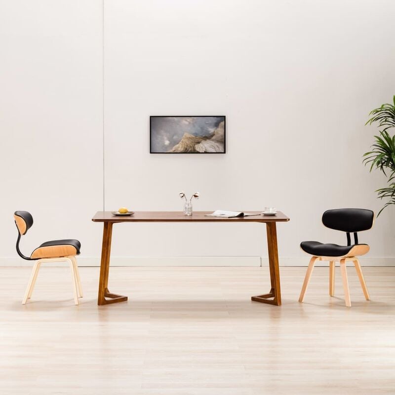 

Sillas de comedor 2 uds madera curvada y cuero sintético negro