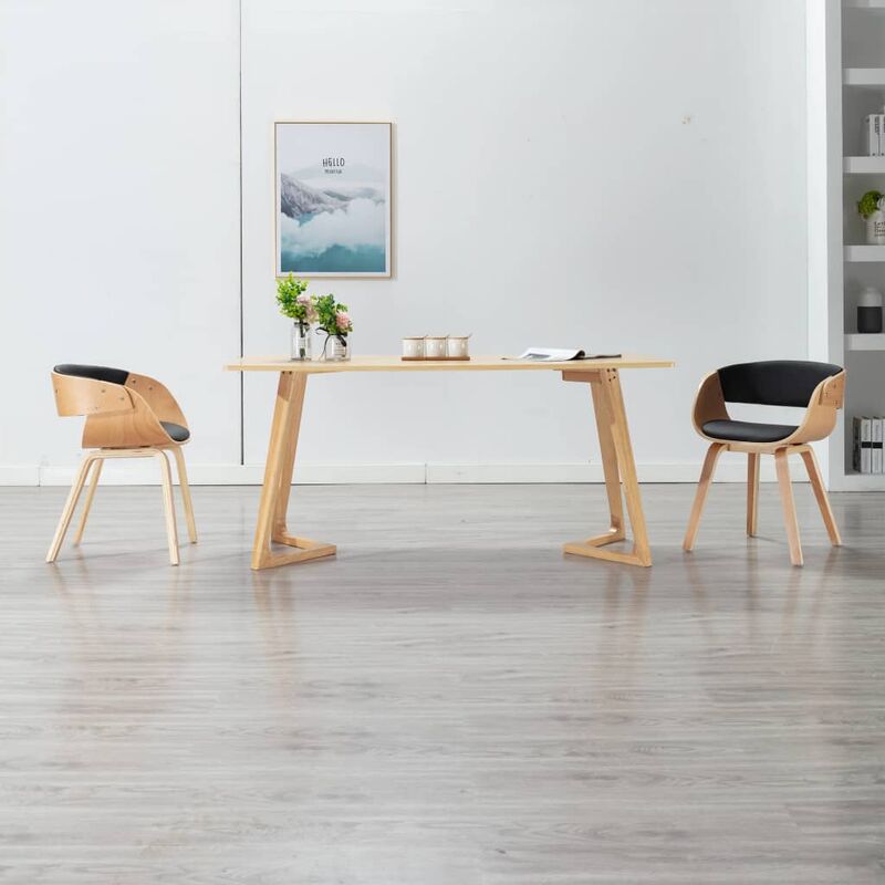 

Sillas de comedor 2 uds madera curvada y cuero sintético negro - Negro