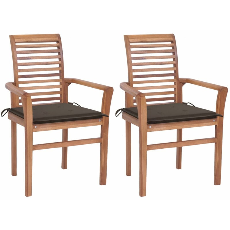 

Sillas de comedor 2 uds madera de teca con cojines gris taupe