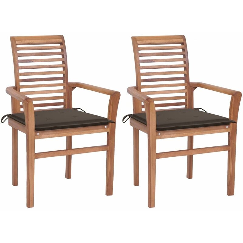 

Sillas de comedor 2 uds madera de teca con cojines gris taupe