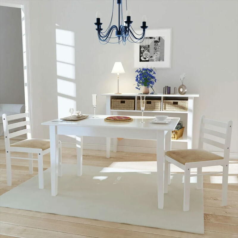 

Sillas de comedor 2 uds madera maciza caucho terciopelo blanco