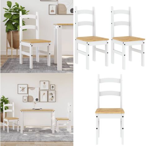 Sillas de comedor 2 uds madera maciza pino blanco 40x46x99 cm - Madera maciza - Sillas de comedor de pino