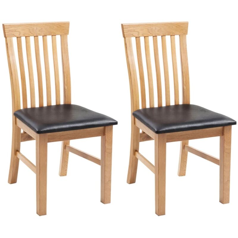 

Sillas de comedor 2 uds madera maciza roble y cuero artificial