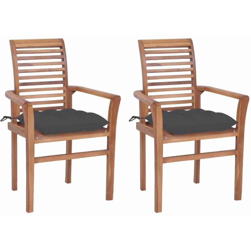 

Sillas de comedor 2 uds madera teca con cojines gris antracita