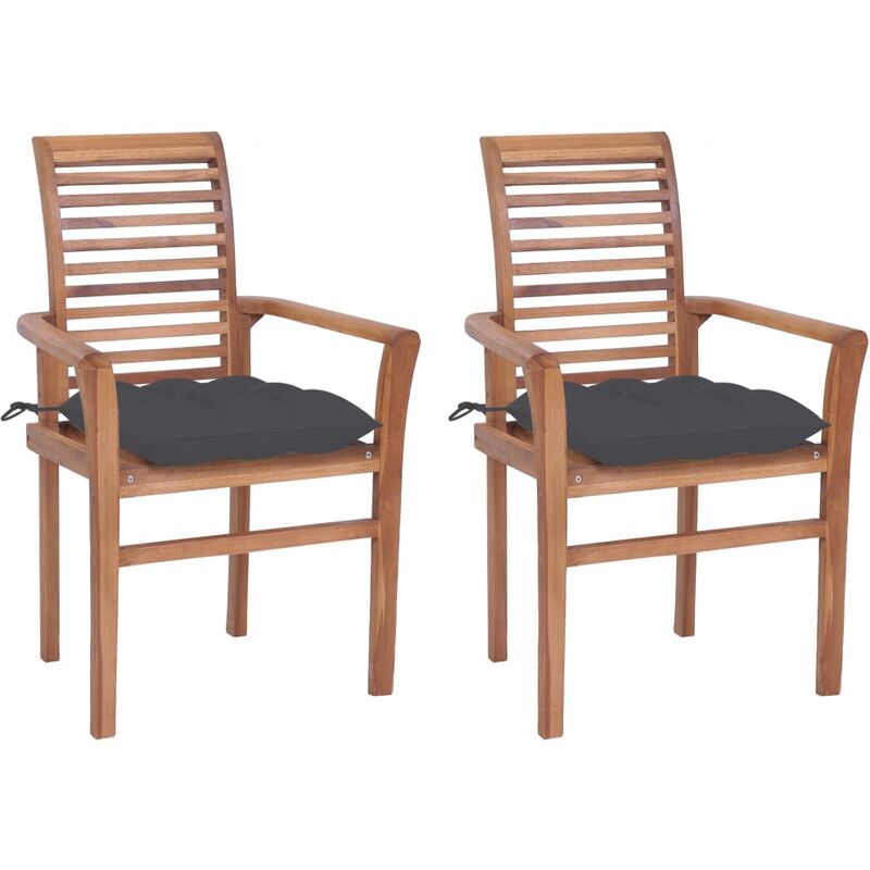 

Sillas de comedor 2 uds madera teca con cojines gris antracita