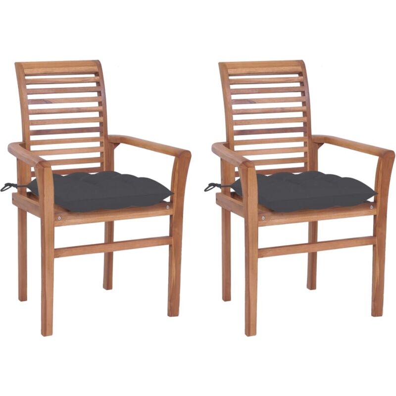 

vidaXL Sillas de comedor 2 uds madera teca con cojines gris antracita - Antracita