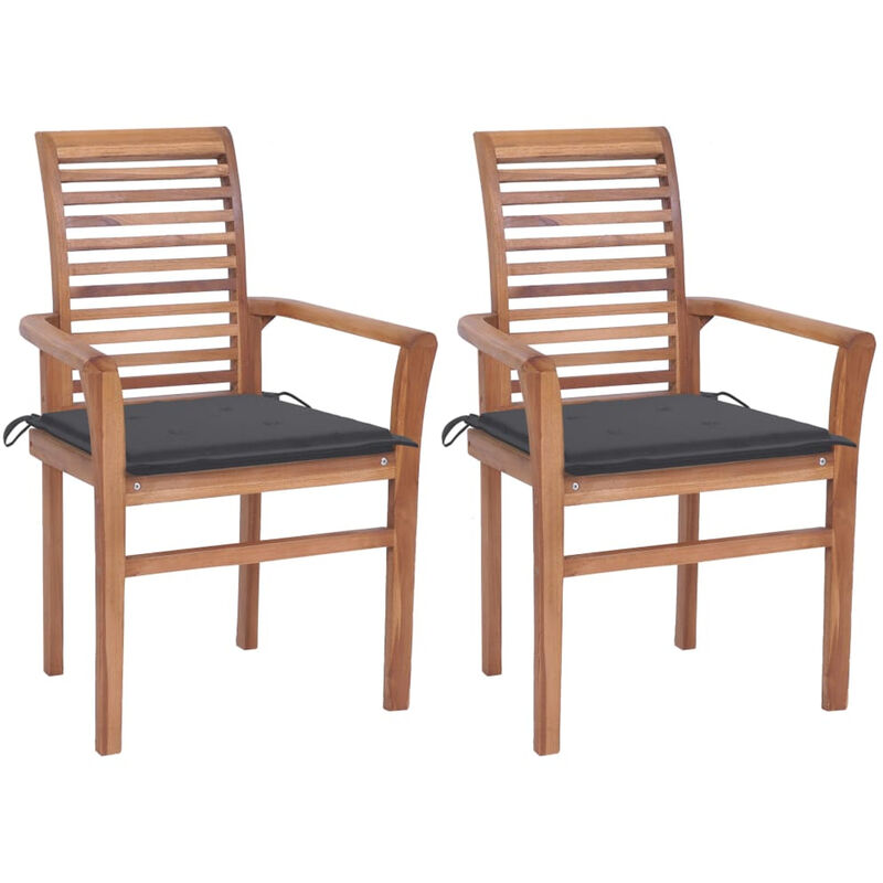 

Sillas de comedor 2 uds madera teca con cojines gris antracita