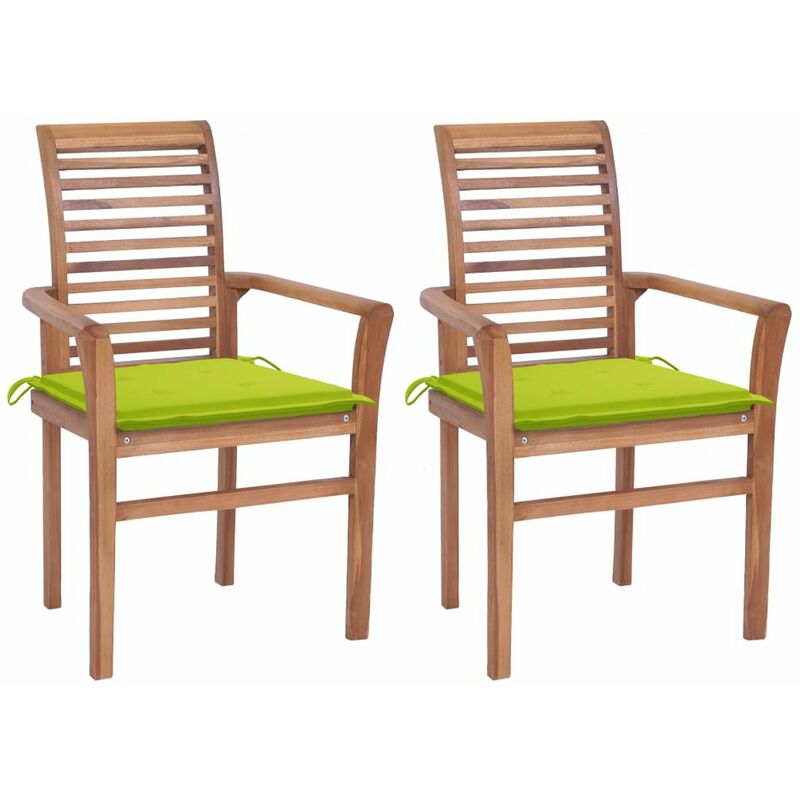 

Sillas de comedor 2 uds madera teca con cojines verde brillante