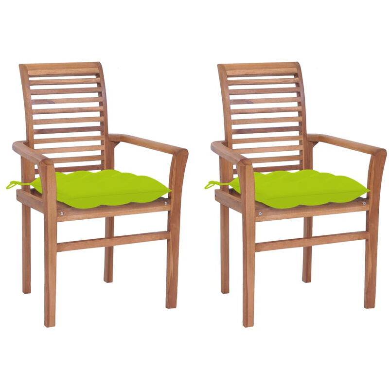 

Sillas de comedor 2 uds madera teca con cojines verde brillante
