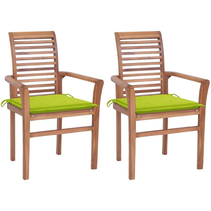 

Sillas de comedor 2 uds madera teca con cojines verde brillante