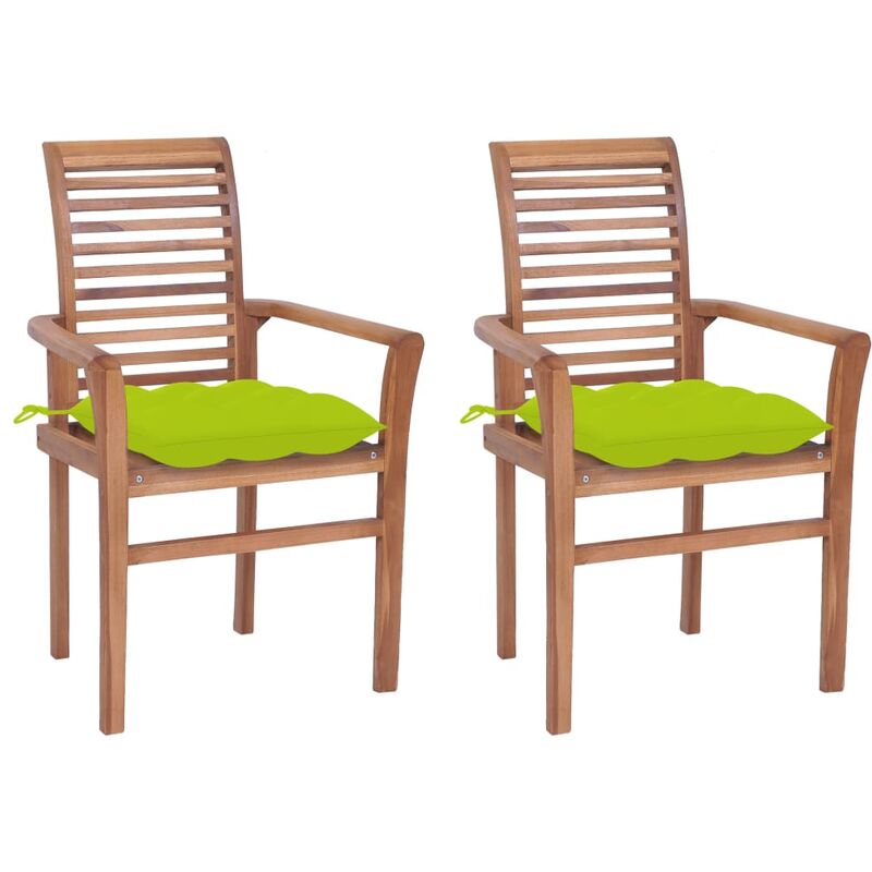 

Sillas de comedor 2 uds madera teca con cojines verde brillante