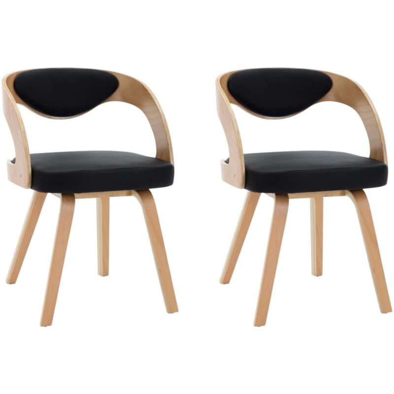 

vidaXL Madera Curvada Sillas de Comedor Cuero Sintético 2 Unidades Negro - Negro