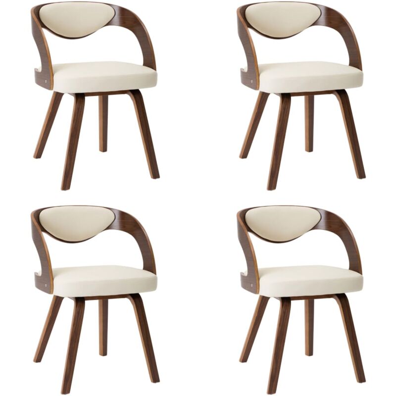 

Madera Curvada Sillas de Comedor Cuero Sintético 4 Unidades Crema Marrón Oscuro - Crema - Vidaxl