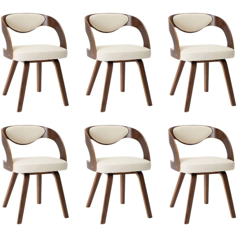 

Madera Curvada Sillas de Comedor Cuero Sintético 6 Unidades Crema Marrón Oscuro - Crema - Vidaxl